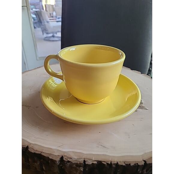 Fiesta Fiestaware Coffee Tea Cup‎ & Saucer Homer Laughlin USA SunflowerYellow - Picture 1 of 5